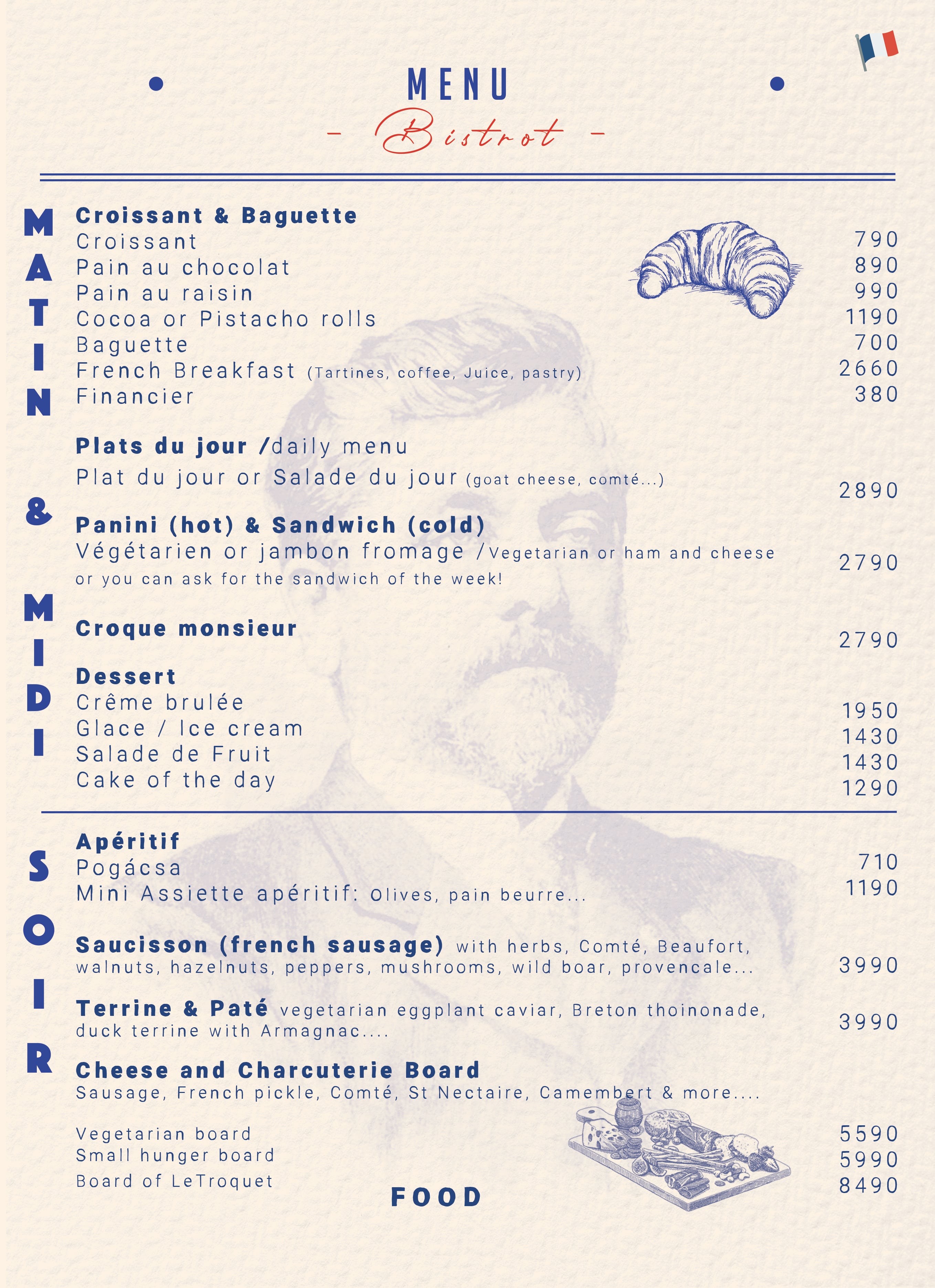 Menu – Le Troquet